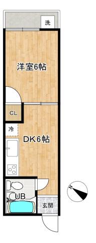 第五光ビル(1DK/3階)の間取り写真