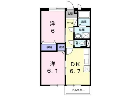 コンフォート2(2DK/1階)の間取り写真