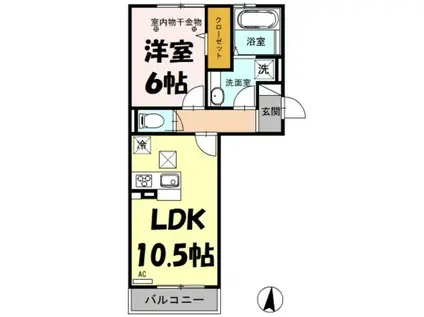 ロイジェントパークスレイクタウンⅢC(1LDK/1階)の間取り写真