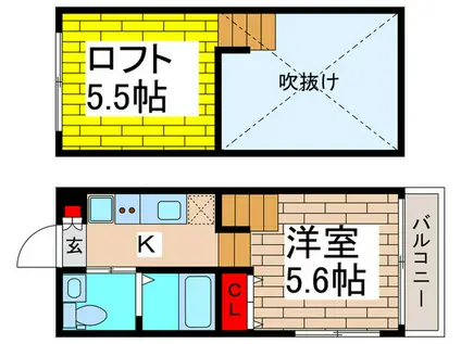 CHALET東中山(1K/2階)の間取り写真