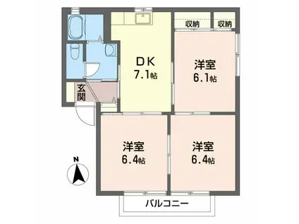 クレストN(3DK/1階)の間取り写真