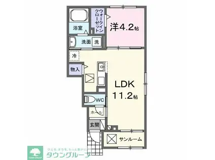 ル・グラン太田 II(1LDK/1階)の間取り写真