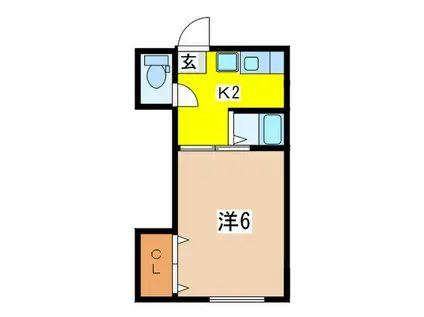 竹屋コーポ(1K/2階)の間取り写真