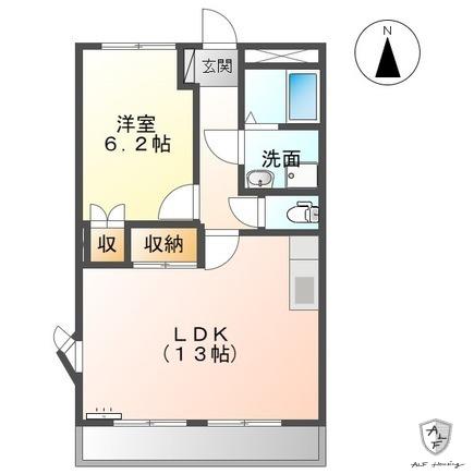 ロイヤルハイムミエ(1LDK/1階)の間取り写真