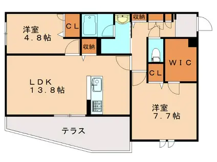 シャーメゾンさくら通 A棟(2LDK/1階)の間取り写真