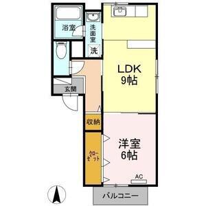 アメニティ春日井(1LDK/2階)の間取り写真