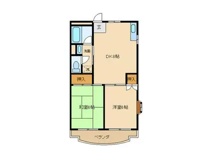 アミティー烏山(2DK/2階)の間取り写真