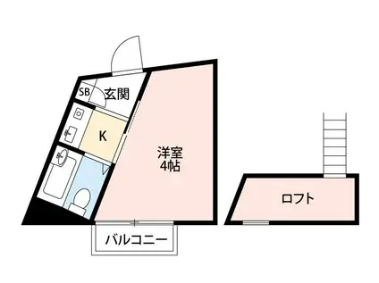 アヴァンセ宿河原(1K/2階)の間取り写真