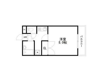 カサミア(1K/4階)の間取り写真