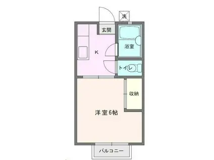 ロイヤル湘南(1K/2階)の間取り写真