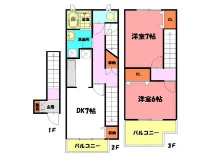 プリシャール オーラ トレス(2DK/2階)の間取り写真