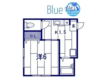 ブライトン(1K/1階)の間取り写真