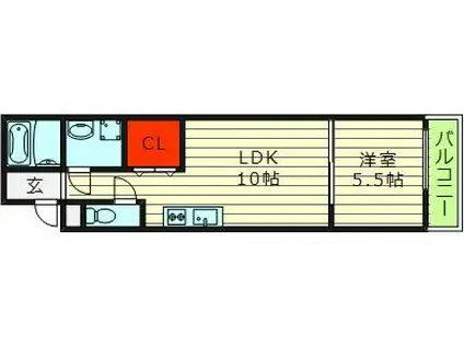 フジパレス城東諏訪I番館(1LDK/3階)の間取り写真