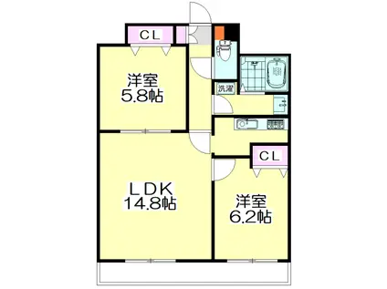 ロイヤルKJ(2LDK/4階)の間取り写真