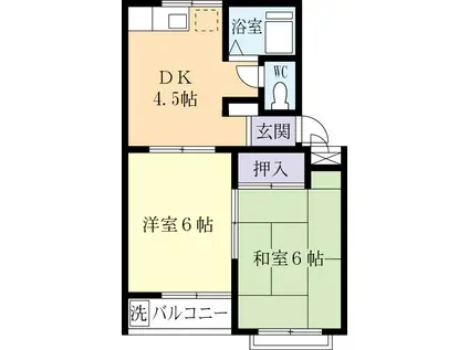 スカイ・ウイング(2DK/1階)の間取り写真