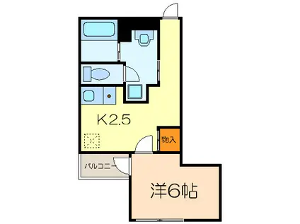 地下鉄名城線 金山駅(愛知) 徒歩4分 7階建 築29年(1K/5階)の間取り写真