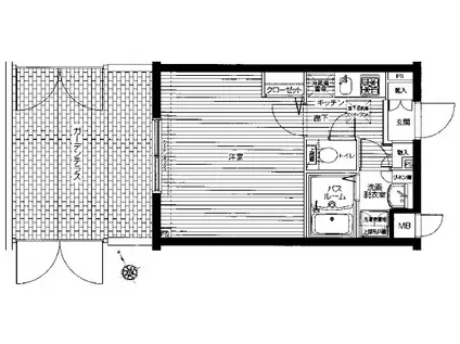 エルミタージュ豪徳寺(1K/1階)の間取り写真
