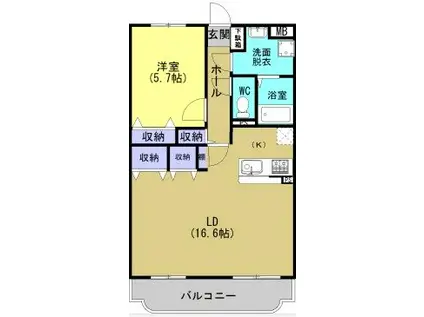 Y&Mアグリザード(1LDK/3階)の間取り写真