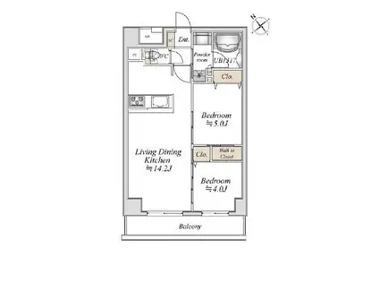 リアナアートパーク西葛西(2LDK/5階)の間取り写真