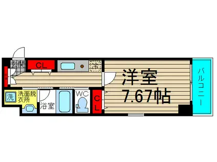 プレジール靭公園(1K/3階)の間取り写真