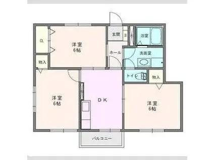 シャト-ブリアンIII(3DK/1階)の間取り写真