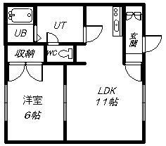 ファイブウエスト(1LDK/1階)の間取り写真