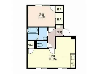 名鉄名古屋本線 岐南駅 徒歩15分 2階建 築32年(1LDK/1階)の間取り写真
