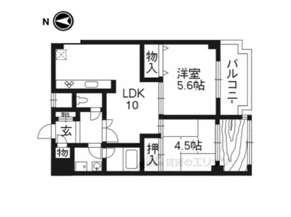 エイブル創久五条大宮(2LDK/4階)の間取り写真