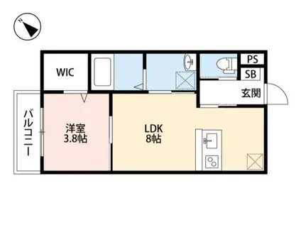 ABETINA野芥(1LDK/1階)の間取り写真