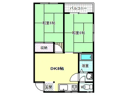 セントヒル藤井寺(2DK/1階)の間取り写真