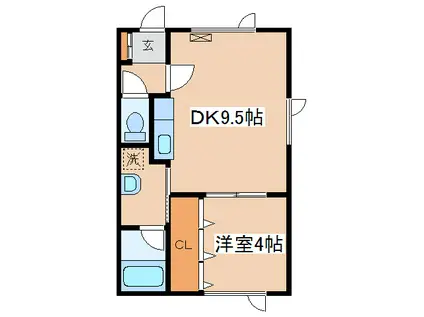 丸健ハイツ(1DK/2階)の間取り写真