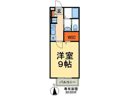 フォレストヴィラ(1K/2階)の間取り写真