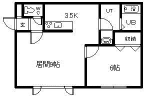ラ・シャンブル(1LDK/2階)の間取り写真
