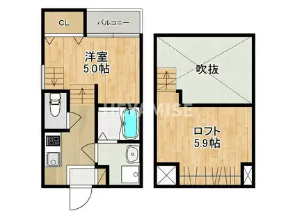 MODERN PALAZZO 福田町B(1SK/2階)の間取り写真