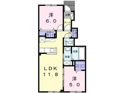 セプテットIII(2LDK/1階)の間取り写真