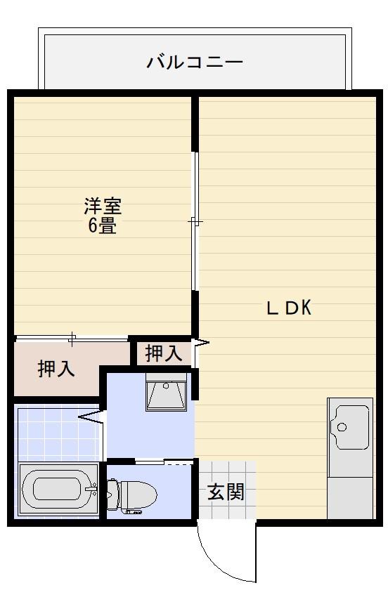 河野辺ハイツA棟(1LDK/1階)の間取り写真