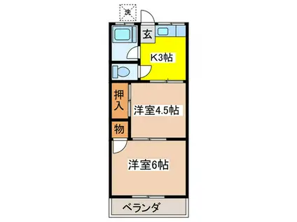 コーポ若梅C棟(2K/2階)の間取り写真