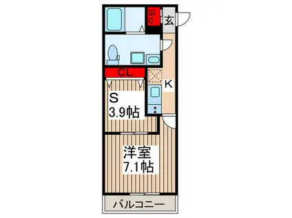 アバロン上尾原市(1SK/1階)の間取り写真