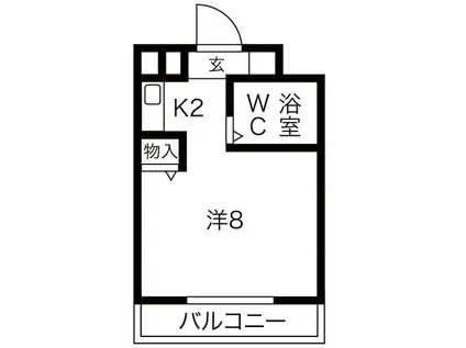 ハイツ水鐘(1K/3階)の間取り写真