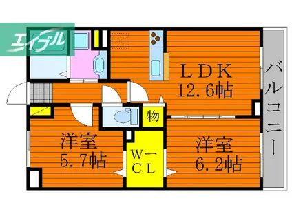 ハイロード(2LDK/5階)の間取り写真