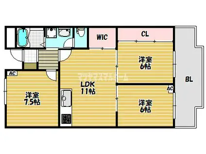 ハイメゾン岩田(3LDK/2階)の間取り写真