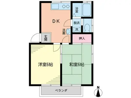 フルハウス(2DK/2階)の間取り写真