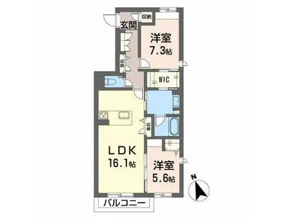 クレインIV(2LDK/2階)の間取り写真