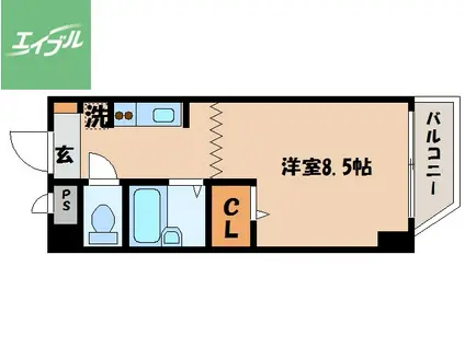 グランピアマンションII(ワンルーム/4階)の間取り写真