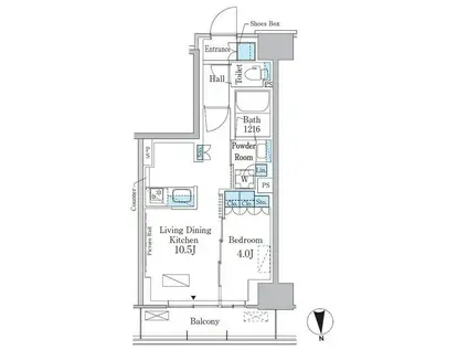 パークアクシス新宿百人町(1LDK/3階)の間取り写真