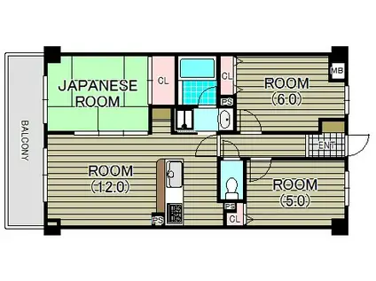 ベル・エール K.M(3LDK/3階)の間取り写真