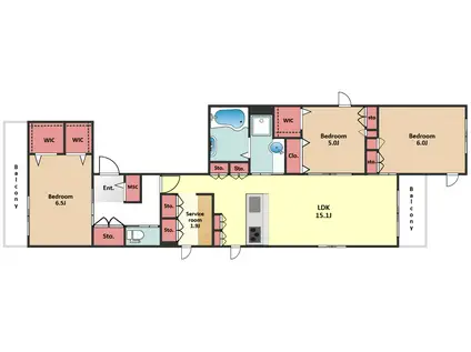 本町2丁目メゾン南棟(3SLDK/3階)の間取り写真