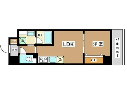 JU TOWER FRONT 亀沢(1LDK/2階)の間取り写真