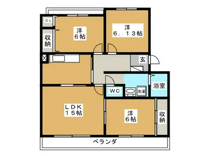 エルコート天台(3LDK/3階)の間取り写真