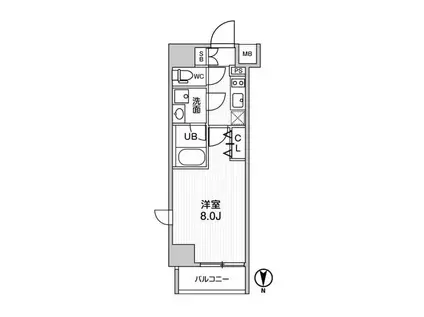 ジェノヴィア南千住IIIスカイガーデン(1K/4階)の間取り写真